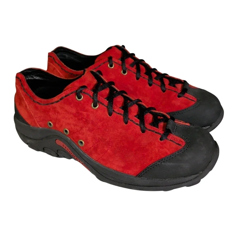 Merrell Jungle Climb Shoes Womens Size 7 Red Suede Hiking Sneakers Gorpcore